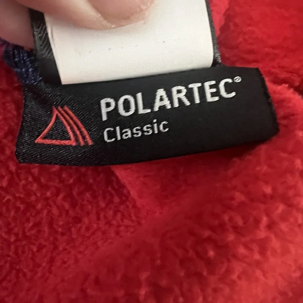The North Face Mens Large Red Polartec Classic Fleece 1/4 Zip Pullover